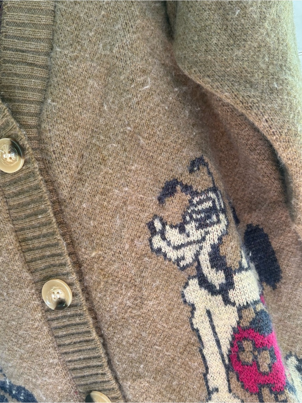 Vintage Disney Character Knit Cardigan Brown Earth Tone Graphic Grandma Core S/M - Picture 7 of 9